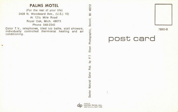 Palms Motel - Vintage Postcard (newer photo)